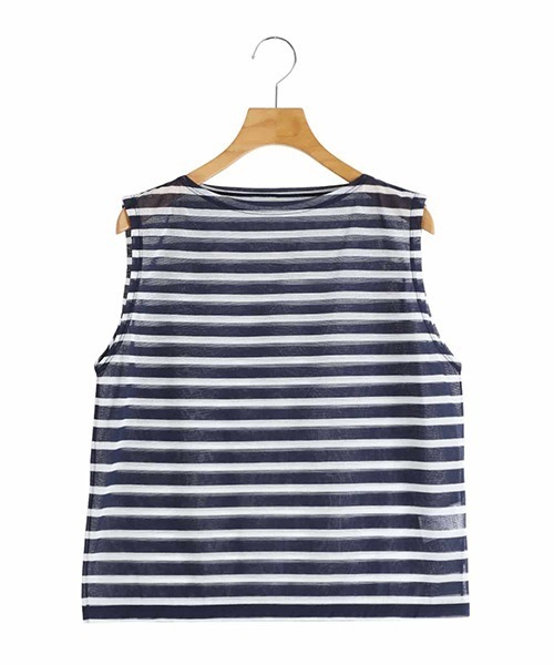 ORCIVAL（オーシバル）の「ORCIVAL / オーシバル：【レディース】BOAT NECK SLEEVELESS P.O.：OR-C0417[DEA]（タンクトップ・レディース・ネイビー系・1）」の6枚目の写真