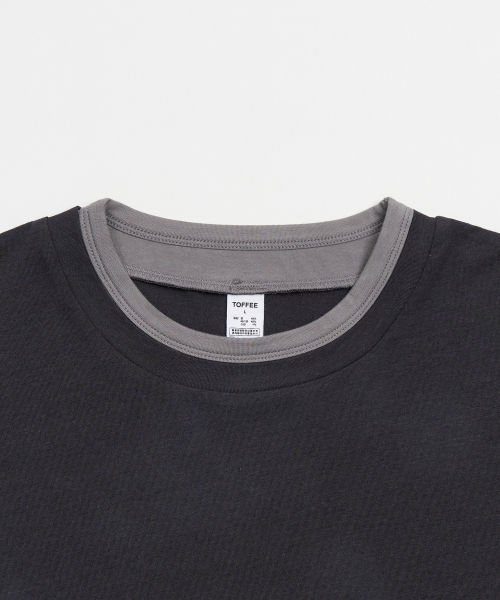 TOFFEE(トフィー)の「ツートンレイヤードTシャツ(ネイビー)(Tシャツ/カットソー・メンズ・その他・SMALL/MEDIUM/LARGE/X-LARGE)」の3枚目の写真
