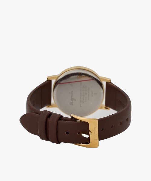 agnes b.(アニエスベー)の「ブラウン レザー ラウンド ウォッチ "Marcello"(アナログ腕時計・レディース・ダークブラウン・FREE)」の2枚目の写真