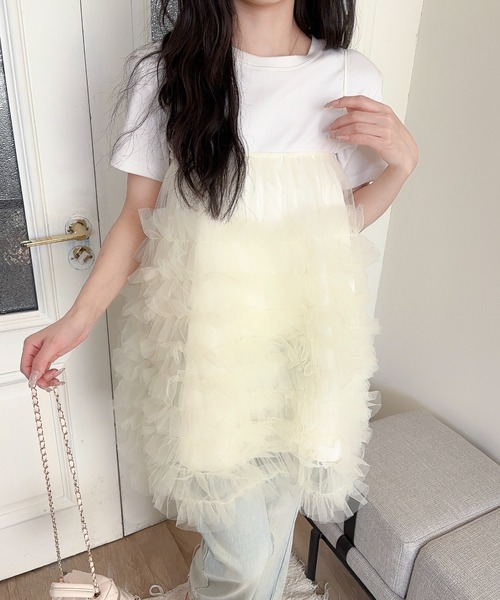 Jasmine Grandiflorum(ジャスミングランディフローラム)の「【Jasmine】チュールティアードキャミソール(キャミソール・レディース・ブラック/アイボリー/ブルー・FREE)」の7枚目の写真