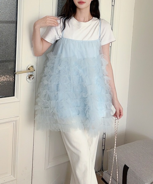 Jasmine Grandiflorum(ジャスミングランディフローラム)の「【Jasmine】チュールティアードキャミソール(キャミソール・レディース・ブラック/アイボリー/ブルー・FREE)」の21枚目の写真