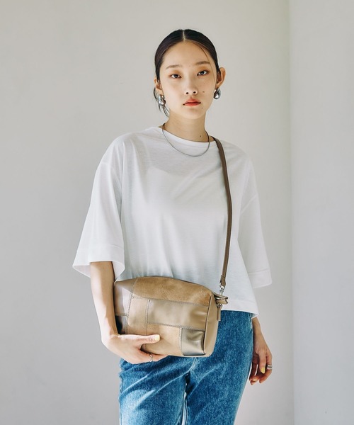 LEPSIM（レプシィム）の「パッチワークバッグ　646417（ショルダーバッグ・レディース・ブラック/ベージュ・ONE SIZE）」の6枚目の写真