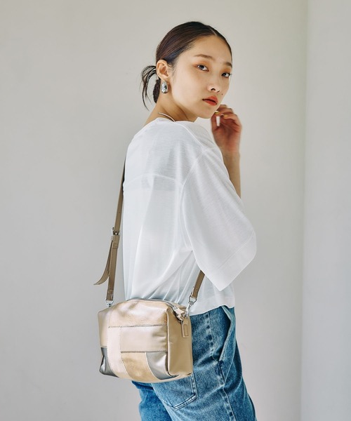 LEPSIM（レプシィム）の「パッチワークバッグ　646417（ショルダーバッグ・レディース・ブラック/ベージュ・ONE SIZE）」の7枚目の写真