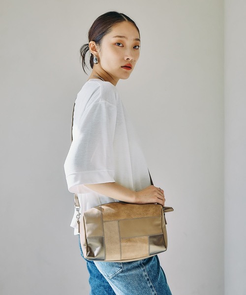 LEPSIM（レプシィム）の「パッチワークバッグ　646417（ショルダーバッグ・レディース・ブラック/ベージュ・ONE SIZE）」の8枚目の写真