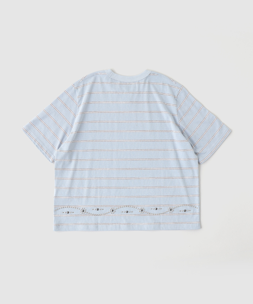 DAIRIKU（ダイリク）の「DAIRIKU / ダイリク "Waist Studs" Border H-S Tee（Tシャツ/カットソー・メンズ・ブルー系その他・SMALL/MEDIUM/LARGE）」の2枚目の写真