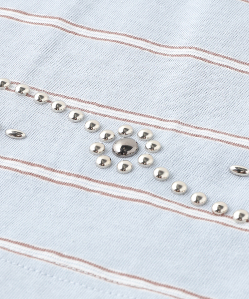 DAIRIKU（ダイリク）の「DAIRIKU / ダイリク "Waist Studs" Border H-S Tee（Tシャツ/カットソー・メンズ・ブルー系その他・SMALL/MEDIUM/LARGE）」の3枚目の写真