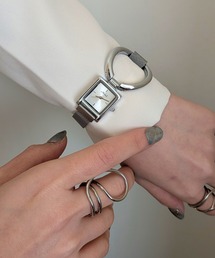 histoire（イストワール）の「styiro リングトップスクエアウォッチ / レディース腕時計 メッシュベルト 小さめ 上品 ゴールド シルバー（アナログ腕時計）」