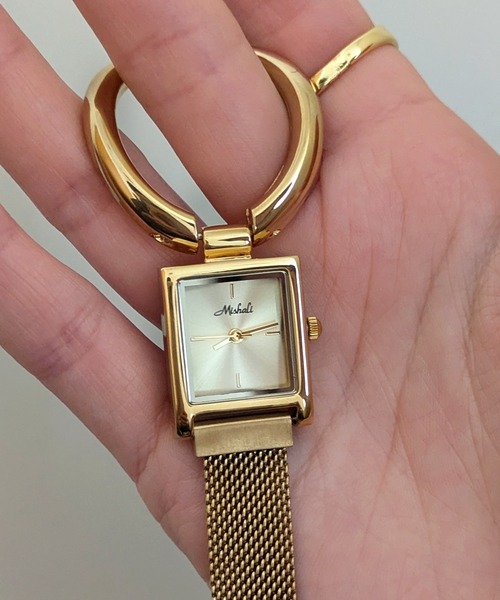 styiro(スタイロ)の「styiro リングトップスクエアウォッチ / レディース腕時計 メッシュベルト 小さめ 上品 ゴールド シルバー(アナログ腕時計・レディース・ゴールド/シルバー・FREE)」の9枚目の写真