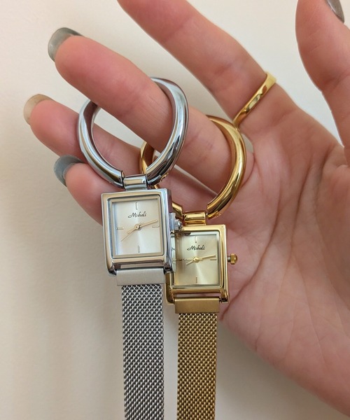 styiro(スタイロ)の「styiro リングトップスクエアウォッチ / レディース腕時計 メッシュベルト 小さめ 上品 ゴールド シルバー(アナログ腕時計・レディース・ゴールド/シルバー・FREE)」の6枚目の写真