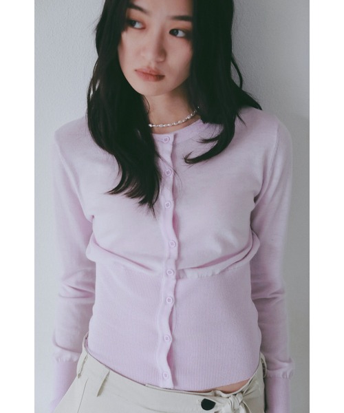 ANF.MUU(アンフムー)の「ロングリブカーディガン(カーディガン/ボレロ・レディース・ピンク/ホワイト/イエロー/ブラック・FREE)」の4枚目の写真