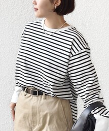 〈手洗い可能〉ロング リブ ラウンド ヘム プルオーバー