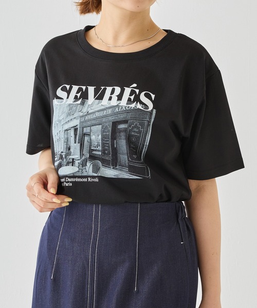 LAVEANGE(ラビアンジェ)の「【好機能シリーズ】接触冷感・吸水速乾・UVカット|フォトプリントTシャツ|ひんやり/夏も快適/フォトT/ロゴT(Tシャツ/カットソー・レディース・ブラック/オフホワイト・M/LL/3L/4L/5L)」の12枚目の写真