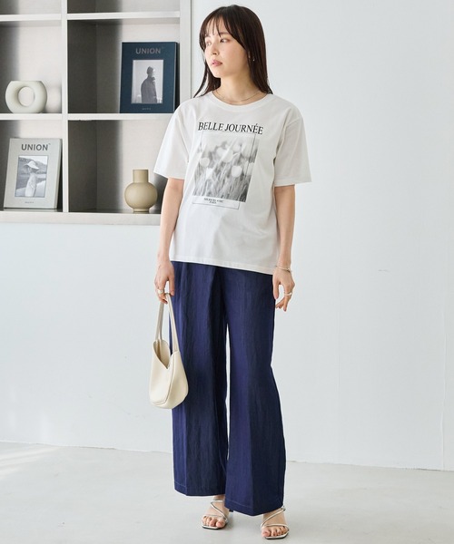 LAVEANGE(ラビアンジェ)の「【好機能シリーズ】接触冷感・吸水速乾・UVカット|フォトプリントTシャツ|ひんやり/夏も快適/フォトT/ロゴT(Tシャツ/カットソー・レディース・ブラック/オフホワイト・M/LL/3L/4L/5L)」の7枚目の写真