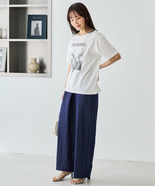 LAVEANGE(ラビアンジェ)の「【好機能シリーズ】接触冷感・吸水速乾・UVカット|フォトプリントTシャツ|ひんやり/夏も快適/フォトT/ロゴT(Tシャツ/カットソー・レディース・ブラック/オフホワイト・M/LL/3L/4L/5L)」の8枚目の写真