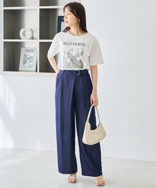 LAVEANGE(ラビアンジェ)の「【好機能シリーズ】接触冷感・吸水速乾・UVカット|フォトプリントTシャツ|ひんやり/夏も快適/フォトT/ロゴT(Tシャツ/カットソー・レディース・ブラック/オフホワイト・M/LL/3L/4L/5L)」の9枚目の写真