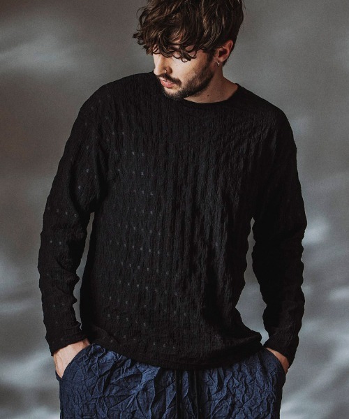 NO ID.(ノーアイディ)の「mlt5655- シュリンクBIG-PO カットソー(458006-464T)(Tシャツ/カットソー・メンズ・ホワイト/ブラック・ONE SIZE)」の6枚目の写真