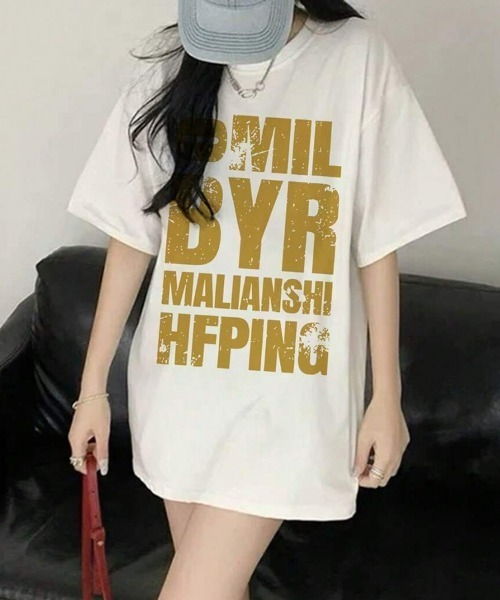SEU(エスイーユー)の「ヴィンテージロゴプリント オーバーサイズTシャツ グラフィックプリントピグメントビッグロゴ オーバーサイズ ロックTシャツ(Tシャツ/カットソー・レディース・ネイビー/チャコール/ブラック/ホワイト/ライトグレー・フリー)」の6枚目の写真