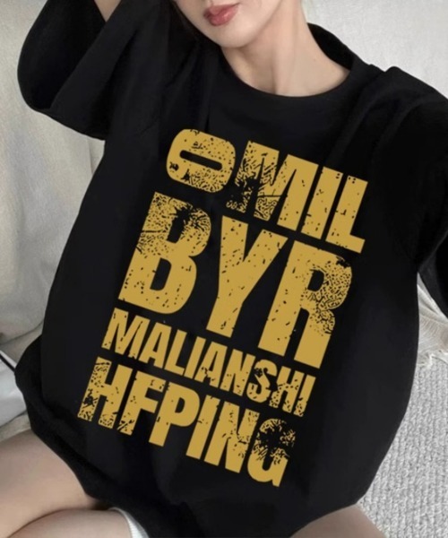 SEU(エスイーユー)の「ヴィンテージロゴプリント オーバーサイズTシャツ グラフィックプリントピグメントビッグロゴ オーバーサイズ ロックTシャツ(Tシャツ/カットソー・レディース・ネイビー/チャコール/ブラック/ホワイト/ライトグレー・フリー)」の11枚目の写真