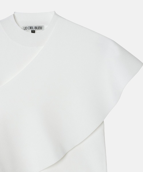 LE CIEL BLEU（ルシェルブルー）の「デタッチャブルケープニットトップ / Detachable Cape Knit Top（ニット/セーター・レディース・ブラウン/オフホワイト/ブラック・36）」の4枚目の写真