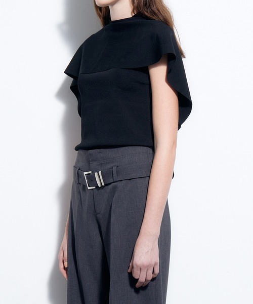 LE CIEL BLEU（ルシェルブルー）の「デタッチャブルケープニットトップ / Detachable Cape Knit Top（ニット/セーター・レディース・ブラウン/オフホワイト/ブラック・36）」の9枚目の写真