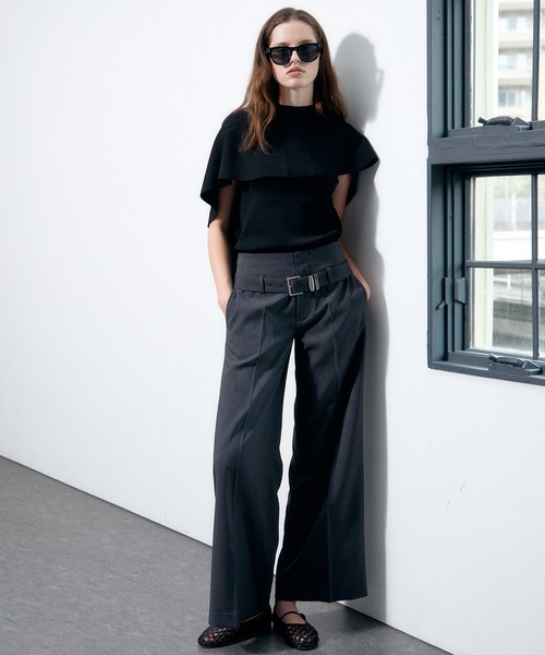 LE CIEL BLEU（ルシェルブルー）の「デタッチャブルケープニットトップ / Detachable Cape Knit Top（ニット/セーター・レディース・ブラウン/オフホワイト/ブラック・36）」の7枚目の写真