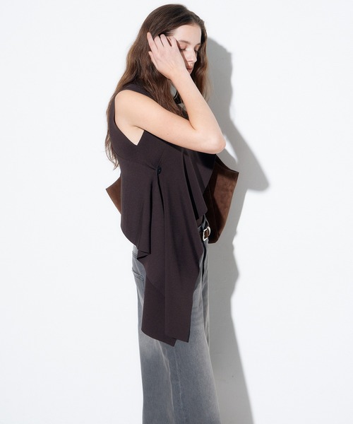 LE CIEL BLEU（ルシェルブルー）の「デタッチャブルケープニットトップ / Detachable Cape Knit Top（ニット/セーター・レディース・ブラウン/オフホワイト/ブラック・36）」の17枚目の写真