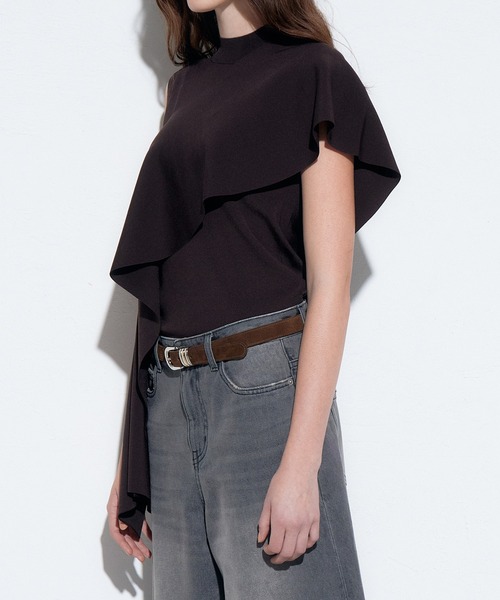 LE CIEL BLEU（ルシェルブルー）の「デタッチャブルケープニットトップ / Detachable Cape Knit Top（ニット/セーター・レディース・ブラウン/オフホワイト/ブラック・36）」の19枚目の写真