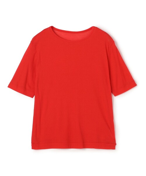 MACPHEE（マカフィー）の「シアージャージー ハーフスリーブプルオーバー（Tシャツ/カットソー・レディース・チャコールグレー/ライトベージュ/レッド/ダークブラウン/ホワイト・S）」の5枚目の写真