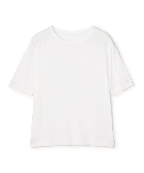 MACPHEE（マカフィー）の「シアージャージー ハーフスリーブプルオーバー（Tシャツ/カットソー・レディース・チャコールグレー/ライトベージュ/レッド/ダークブラウン/ホワイト・S）」の2枚目の写真