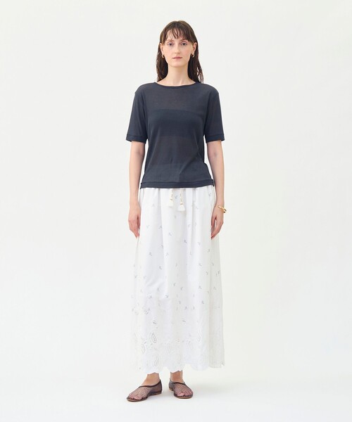 MACPHEE（マカフィー）の「シアージャージー ハーフスリーブプルオーバー（Tシャツ/カットソー・レディース・チャコールグレー/ライトベージュ/レッド/ダークブラウン/ホワイト・S）」の11枚目の写真