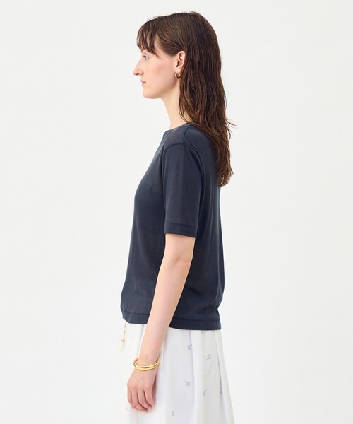 MACPHEE（マカフィー）の「シアージャージー ハーフスリーブプルオーバー（Tシャツ/カットソー・レディース・チャコールグレー/ライトベージュ/レッド/ダークブラウン/ホワイト・S）」の13枚目の写真