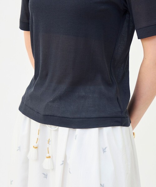 MACPHEE（マカフィー）の「シアージャージー ハーフスリーブプルオーバー（Tシャツ/カットソー・レディース・チャコールグレー/ライトベージュ/レッド/ダークブラウン/ホワイト・S）」の18枚目の写真