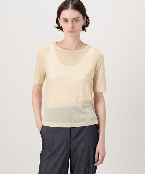 MACPHEE（マカフィー）の「シアージャージー ハーフスリーブプルオーバー（Tシャツ/カットソー・レディース・チャコールグレー/ライトベージュ/レッド/ダークブラウン/ホワイト・S）」の20枚目の写真