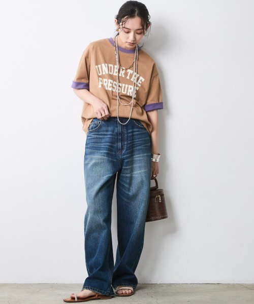 CHIC STYLE(シックスタイル)の「綿100%バイカラーロゴプリントTシャツ<大きいサイズ有>シックスタイル(Tシャツ/カットソー・レディース・モカ/キャメル・M/L/LL/3L/4L/5L)」の10枚目の写真