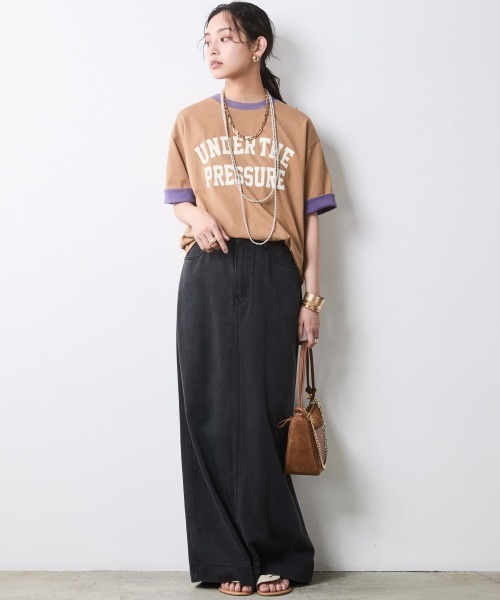 CHIC STYLE(シックスタイル)の「綿100%バイカラーロゴプリントTシャツ<大きいサイズ有>シックスタイル(Tシャツ/カットソー・レディース・モカ/キャメル・M/L/LL/3L/4L/5L)」の11枚目の写真