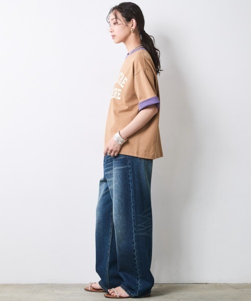 CHIC STYLE(シックスタイル)の「綿100%バイカラーロゴプリントTシャツ<大きいサイズ有>シックスタイル(Tシャツ/カットソー・レディース・モカ/キャメル・M/L/LL/3L/4L/5L)」の16枚目の写真