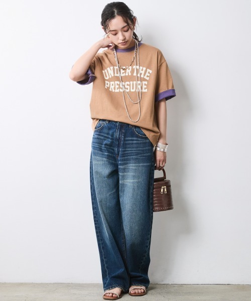CHIC STYLE(シックスタイル)の「綿100%バイカラーロゴプリントTシャツ<大きいサイズ有>シックスタイル(Tシャツ/カットソー・レディース・モカ/キャメル・M/L/LL/3L/4L/5L)」の20枚目の写真