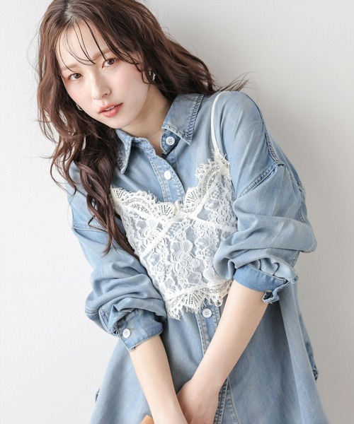 大人気完売品✨アメリ レースビスチェ キャミ アイボリー 25SS セール】レース ショート丈 ビスチェ（キャミソール）｜La-gemme