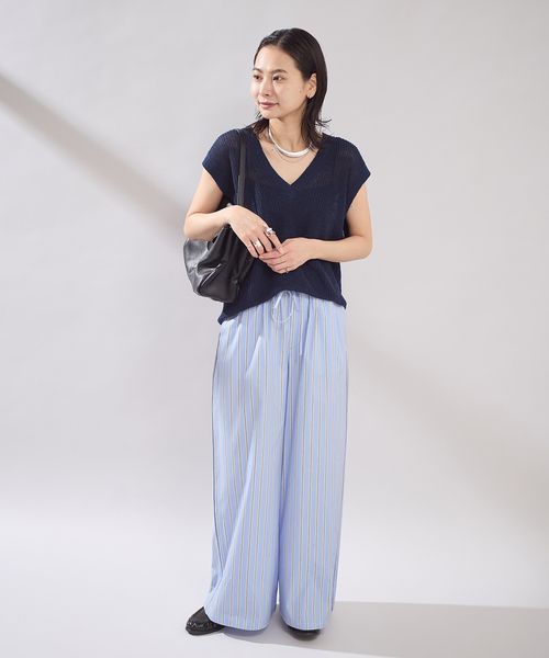 JOURNAL STANDARD（ジャーナルスタンダード）の「ブロードストライプ パンツ（その他パンツ・レディース・サックスブルー/タン・FREE）」の4枚目の写真