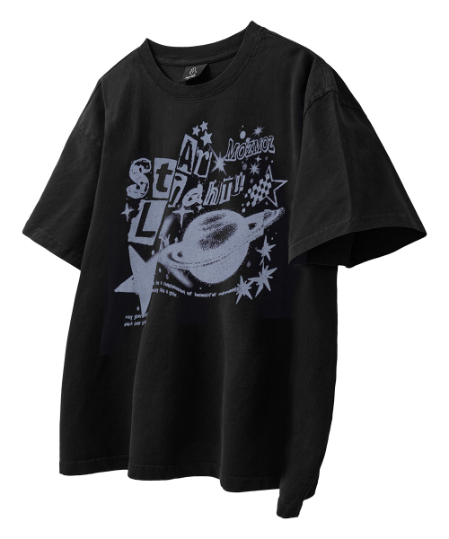 MOZMOZ(モズモズ)の「スタライトピグメントオーバーフィット半袖Tシャツブラック(Tシャツ/カットソー・レディース・その他・M/XL/XXL)」の1枚目の写真