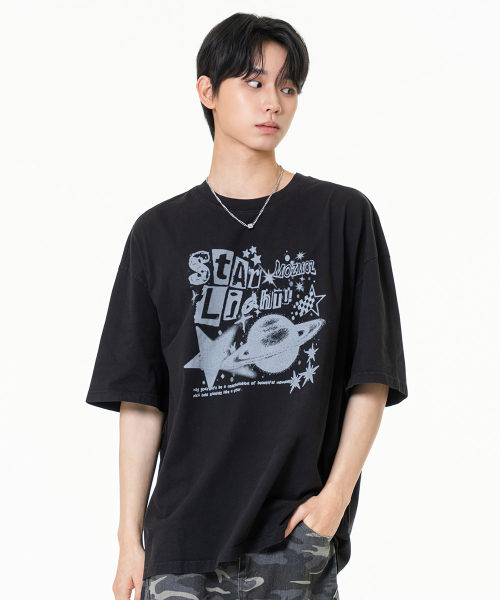 MOZMOZ(モズモズ)の「スタライトピグメントオーバーフィット半袖Tシャツブラック(Tシャツ/カットソー・レディース・その他・M/XL/XXL)」の2枚目の写真