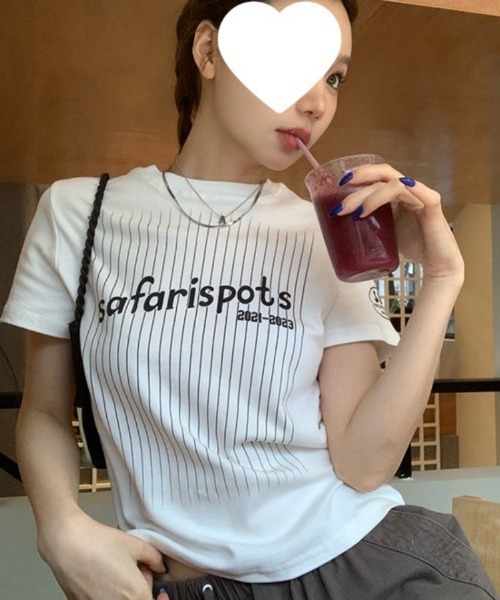 Ritzy(リッツィー)の「フロントストライプロゴバックナンバースリム半袖Tシャツ(Tシャツ/カットソー・レディース・ホワイト/グレー・M/L)」の11枚目の写真