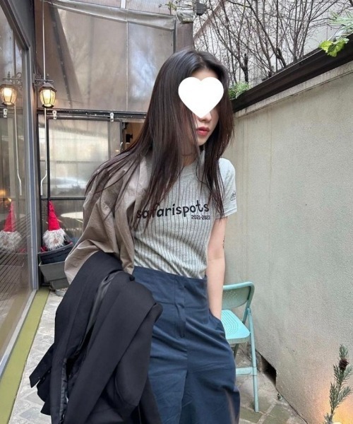 Ritzy(リッツィー)の「フロントストライプロゴバックナンバースリム半袖Tシャツ(Tシャツ/カットソー・レディース・ホワイト/グレー・M/L)」の7枚目の写真