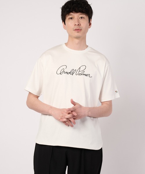 Arnold Palmer(アーノルドパーマー)の「シェア ハンドメイド刺繍 ラウンドヘム Tシャツ(Tシャツ/カットソー・レディース・ホワイト/ブラック/ミント・LL/M/S/XS/L)」の2枚目の写真