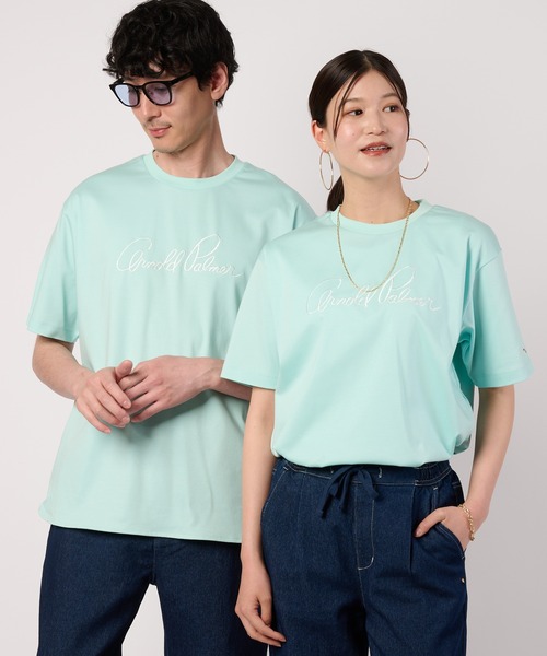 Arnold Palmer(アーノルドパーマー)の「シェア ハンドメイド刺繍 ラウンドヘム Tシャツ(Tシャツ/カットソー・レディース・ホワイト/ブラック/ミント・LL/M/S/XS/L)」の3枚目の写真