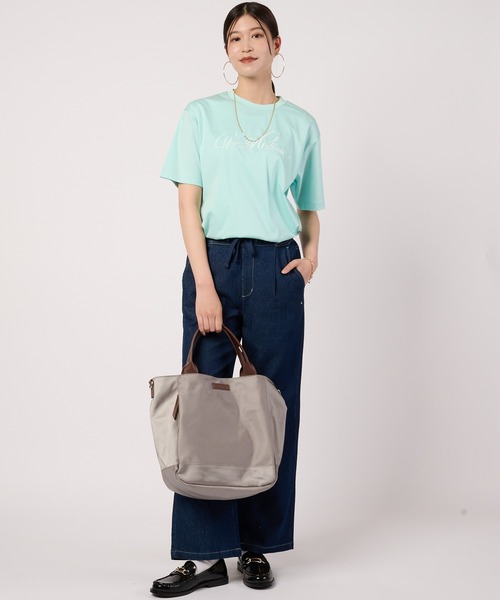 Arnold Palmer(アーノルドパーマー)の「シェア ハンドメイド刺繍 ラウンドヘム Tシャツ(Tシャツ/カットソー・レディース・ホワイト/ブラック/ミント・LL/M/S/XS/L)」の13枚目の写真