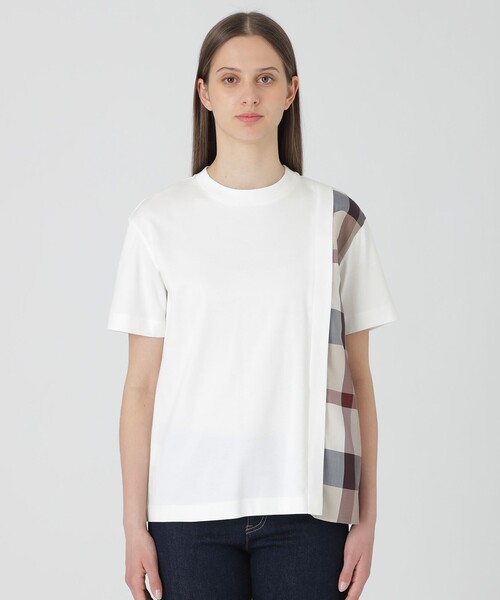 BLUE LABEL CRESTBRIDGE(ブルーレーベルクレストブリッジ)の「【一部店舗限定】コンパクトスムースパーシャルチェックTシャツ(Tシャツ/カットソー・レディース・ブラック/オフホワイト/ブルー・40/38)」の5枚目の写真