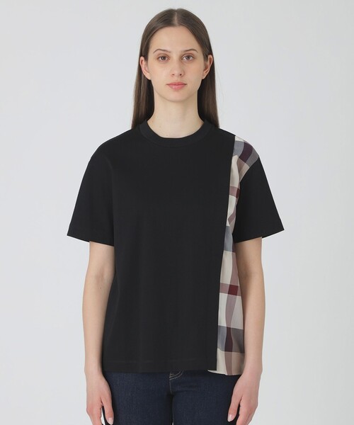 BLUE LABEL CRESTBRIDGE(ブルーレーベルクレストブリッジ)の「【一部店舗限定】コンパクトスムースパーシャルチェックTシャツ(Tシャツ/カットソー・レディース・ブラック/オフホワイト/ブルー・40/38)」の10枚目の写真