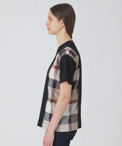BLUE LABEL CRESTBRIDGE(ブルーレーベルクレストブリッジ)の「【一部店舗限定】コンパクトスムースパーシャルチェックTシャツ(Tシャツ/カットソー・レディース・ブラック/オフホワイト/ブルー・40/38)」の11枚目の写真