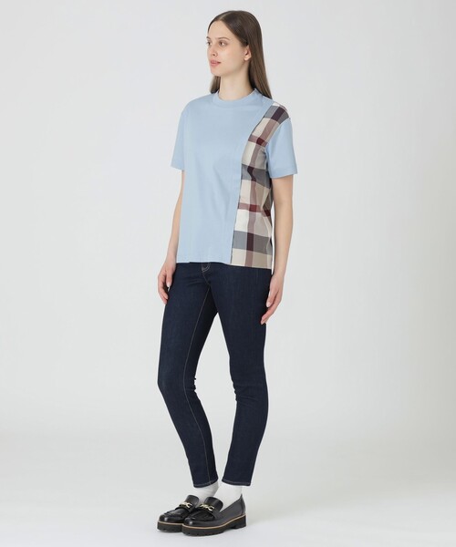 BLUE LABEL CRESTBRIDGE(ブルーレーベルクレストブリッジ)の「【一部店舗限定】コンパクトスムースパーシャルチェックTシャツ(Tシャツ/カットソー・レディース・ブラック/オフホワイト/ブルー・40/38)」の14枚目の写真